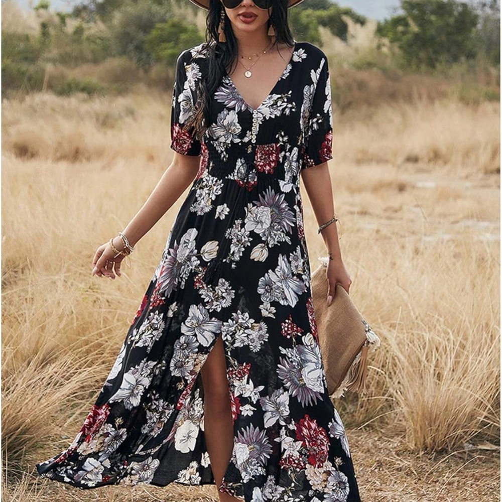 Floral Black Maxi Dress